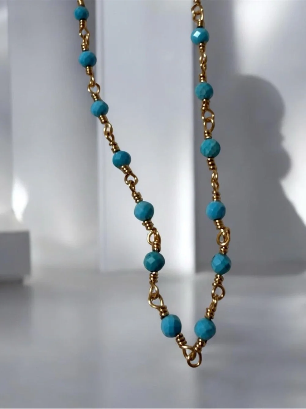 Adina Eden Turquoise Beaded Gold-Accented Necklace